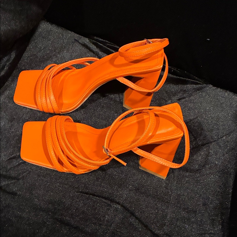 Forever 21 Vibrant Orange Block Heels